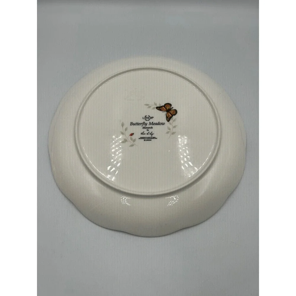 Lenox Butterfly Meadow Monarch Dinner Plate Scalloped Porcelain Floral 11 inches